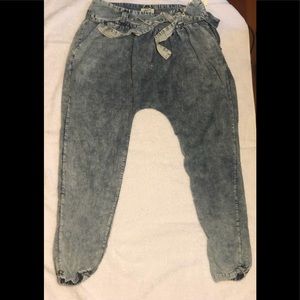 High waisted light weight denim pants
